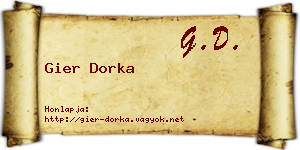 Gier Dorka névjegykártya